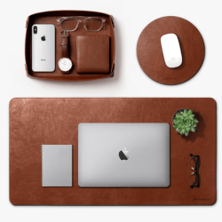 LEATHER DESK SET COMPUTER PAD, MOUSE PAD, TRAY (1)